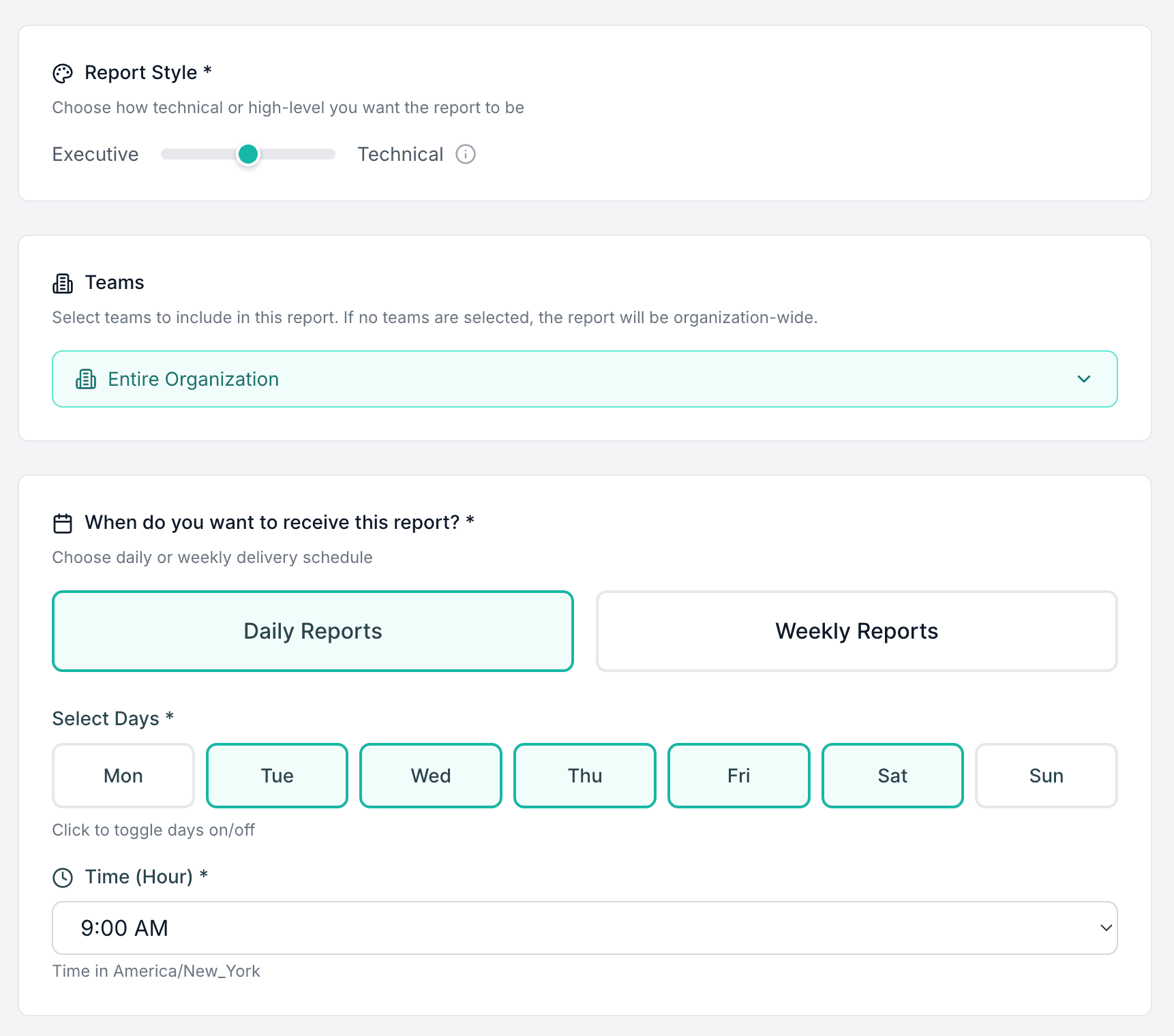 Report customization and scheduling options
