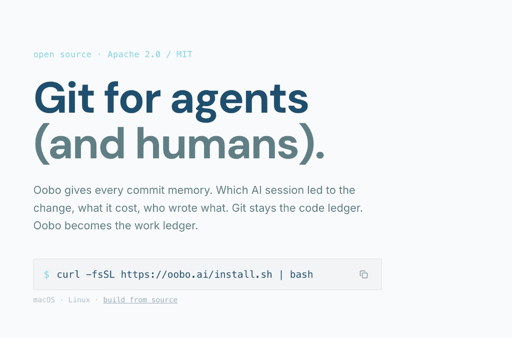 oobo landing page: Git for agents (and humans)