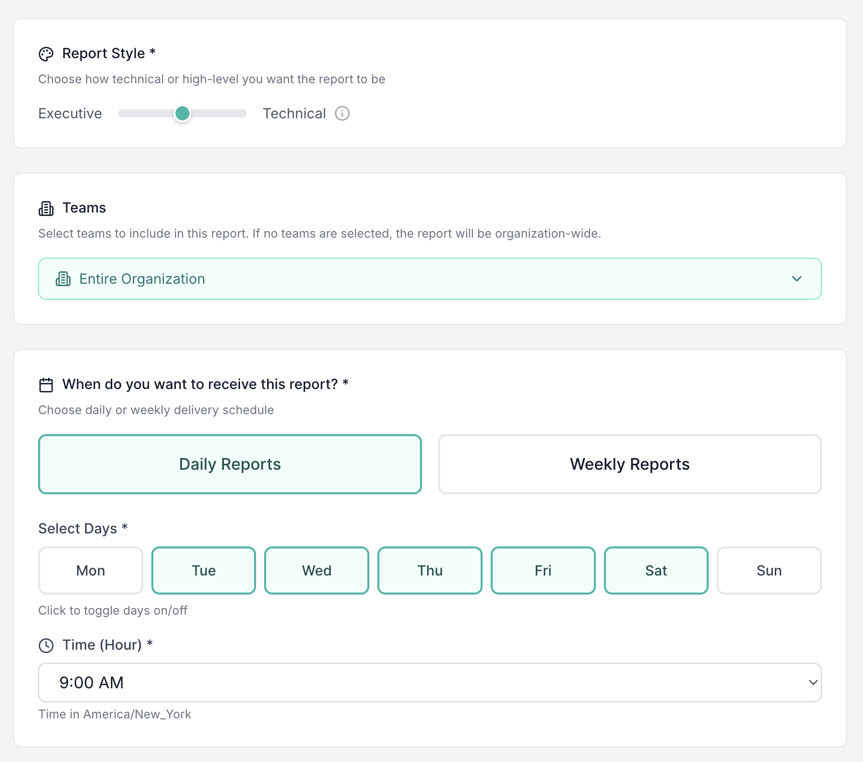 Report customization and scheduling options